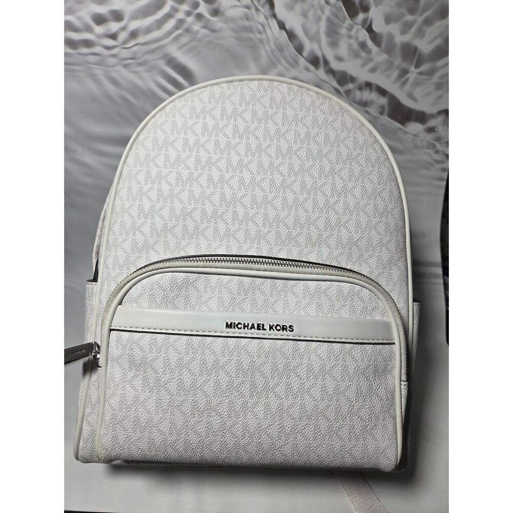 Michael Kors Bex medium logo backpack in optic white coated canvas